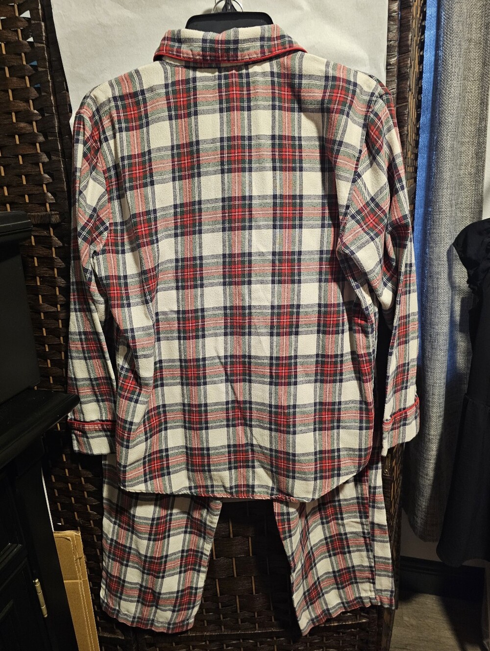 Lauren Ralph Lauren Plaid Pajamas Set Size Large Flannel Red White Black Tartan - Picture 10 of 12